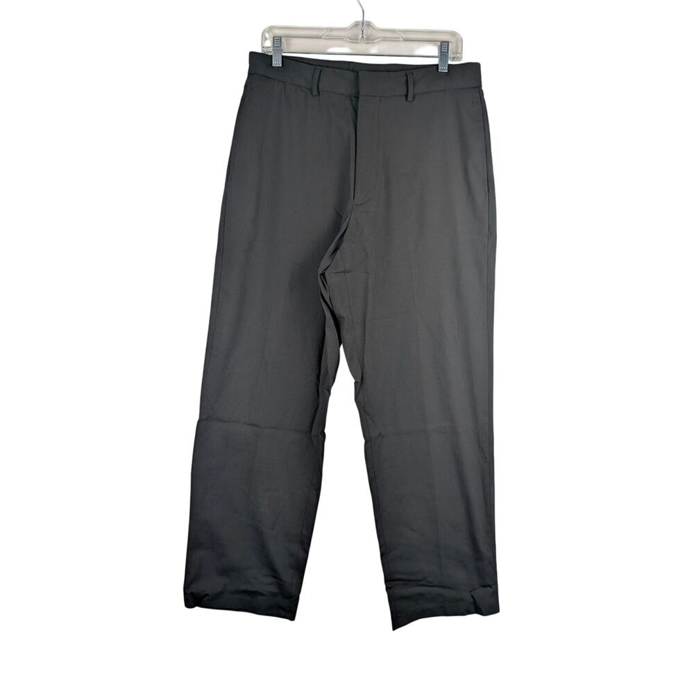Pierre Cardin Black Dress Pants Mens 32x29 Polyester Wool‎ Blend Flat Front